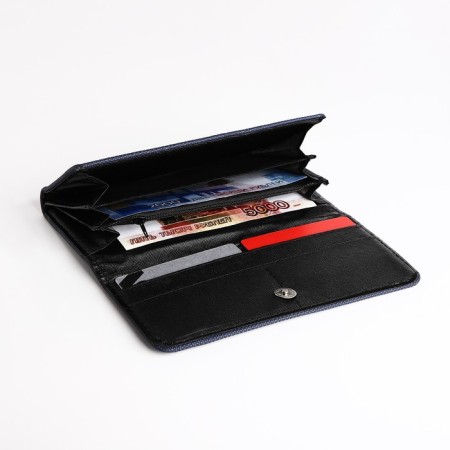 Women's wallet on the button, blue color-3