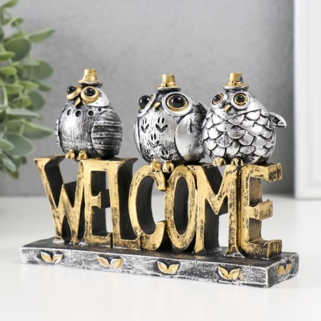 Souvenir Polystone "Birds in hats. Welcome" 3.3x14.7x10.5 cm-3