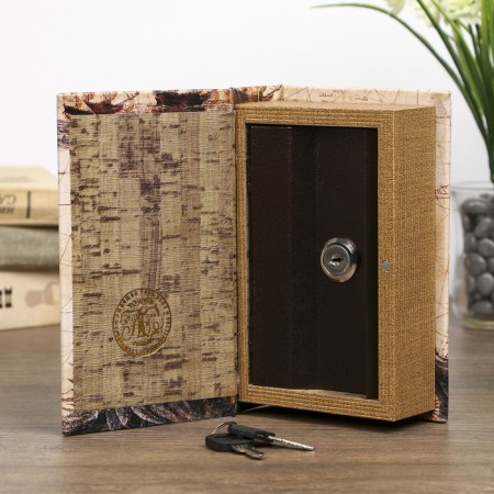 Safe wood book "Fleet" leatherette 17x11x5 cm-1