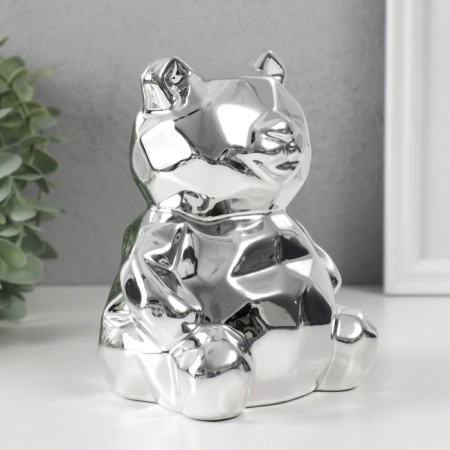 Piggy bank Ceramics "Bear 3D" silver 11x9.5x14.3 cm-1