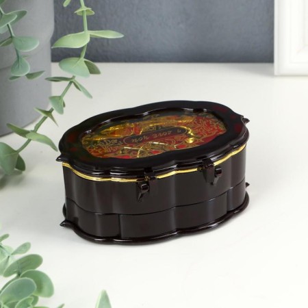 Musical box "Oval with boxes" 8x11.5 cm-2