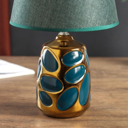 Lamp table ceramics "Bubbles" dark green with gold E14 40W 33x20x20 cm-6