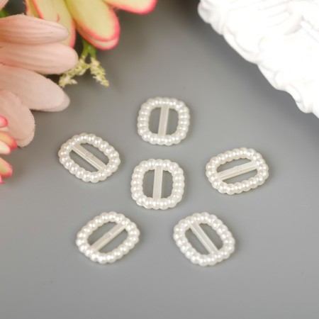 Decor for creativity plastic "Barashka buckle" Pearl set 40 pcs 1.2x1 cm-2
