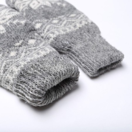 Women's woolen mittens "snowflake", gray color, size 20-22-2