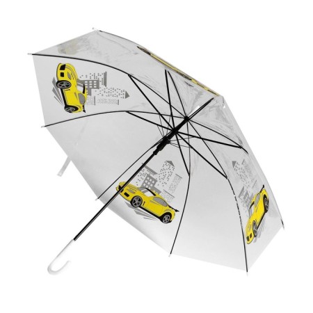 Children's umbrella "yellow car" semi -automatic transparent, d = 90cm-4