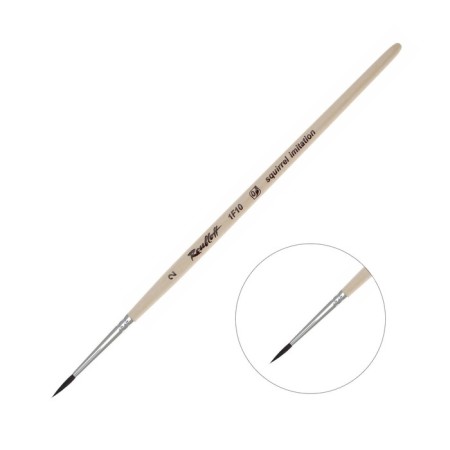 Synthetic brush, simulation of proteins, round, rubloff series 1f10 No. 2, a short handle is saturated with varnish, white clip