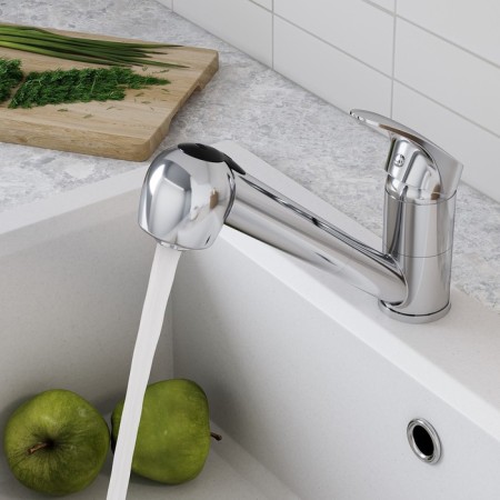 Santek Mavis kitchen mixer, retractable 2-regimen surplus, chrome-3