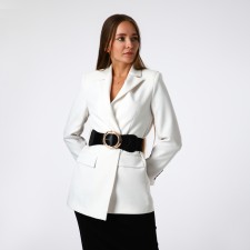 Women's belt, width 8 cm, black color