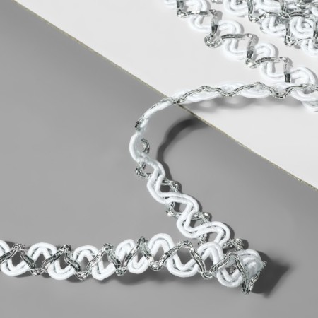 Decorative braid, 10 mm, 10 ± 1 m, white/silver color-1
