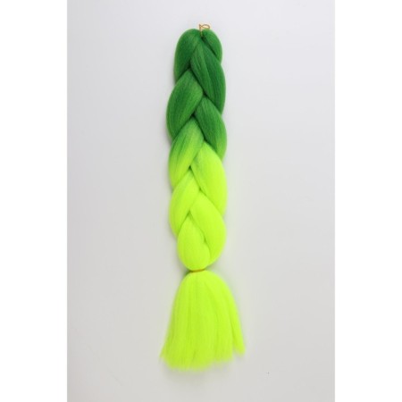 Zumba Kanecalon two-tone, corrugated, 60 cm, 100 g, bright green/lemon color (#by40)-4