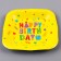 Disposable plate square paper "Happy Birthday", yellow, 16.5x16.5 cm