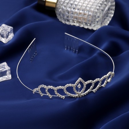 Hair diadem "scattering" leaves, h-3.3 cm, silver