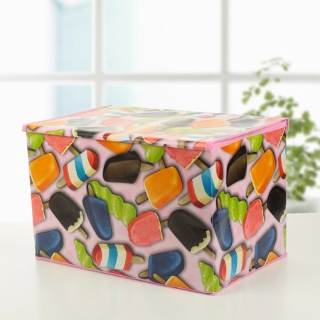 Stellid box for storage with a lid "Eskimo", 38 × 25 × 23 cm, pink color-2
