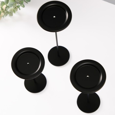 Summary metal per 1 candle d = up to 8 cm "Astr" set 3 pcs 10.5x10.5x22.5 17.5 12.5 cm-2