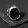 Ring "Right" Skull with the Sun, Color Black Silver, 18 size