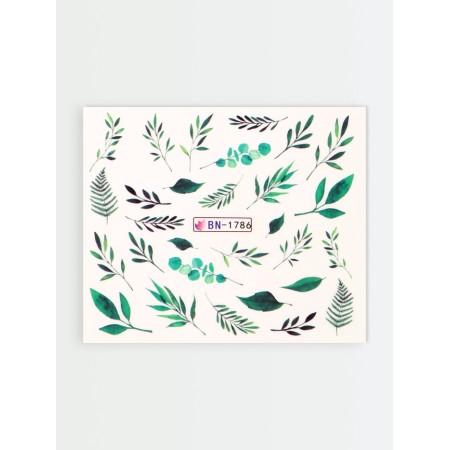 Slider-design for nails "Leaves", packing 6 pcs, green color-3