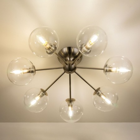 Ceiling chandelier CITILUX "Tommy" CL102171, 66.5x66.5x26 cm, 7x40W, E14, gray color gray-4
