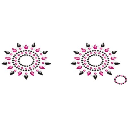 The set of stickers is black + pink Breast & Pubic Jewelry Crystal Staker, 2 pcs.