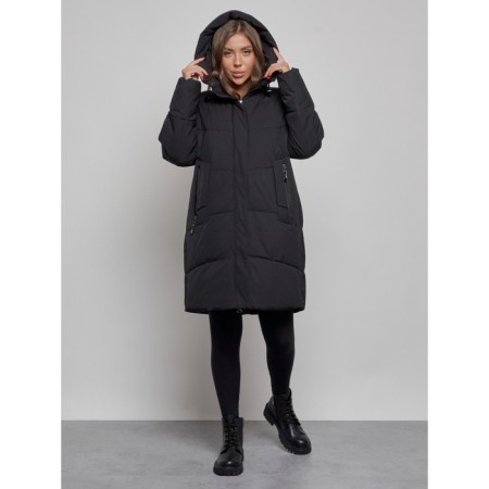 Coat insulated winter female, size 56, black color-4