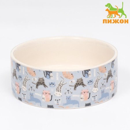 Ceramic bowl "Abstractism of cats" 300ml, 11.5 x 5 cm, white and white