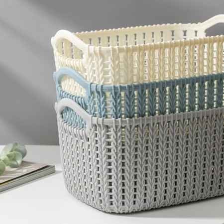 Storage basket with handles "Weaving", plastic, 24 × 16 × 13 cm, color mix-5
