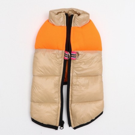 Lightning dog jacket, size 16 (DS 36 cm, OG 46 cm, Osh 35 cm), beige with orange-6