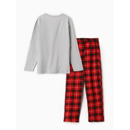 Pajama New Year's male KAFTAN "Santa", red/gray color, size 54-6