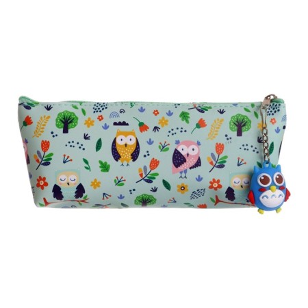 School pencil case with a zipper, with a suspension, "owl", mix-3
