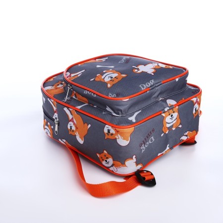 Baby backpack on lightning, external pocket, gray/orange color-4