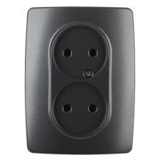 2x2p socket, 16A-250V, IP20, era12, anthracite