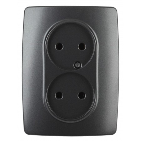 2x2p socket, 16A-250V, IP20, era12, anthracite
