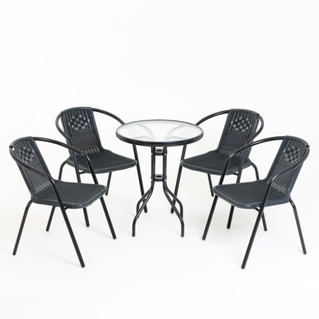 Set of garden furniture: table, 4 stools, black-1