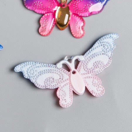 Decor for creativity Plastic "Butterfly Pink-blue with golden dots" 2.6x5 cm-1