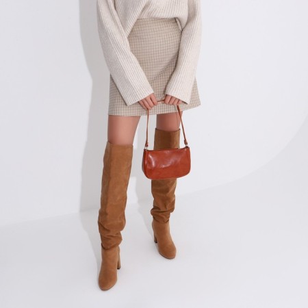 Baget bag with zipper, brown color-6