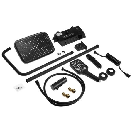 The shower system Zein Z3897, upper and vaporing watering can, PVC hose, temperature screen, black-21