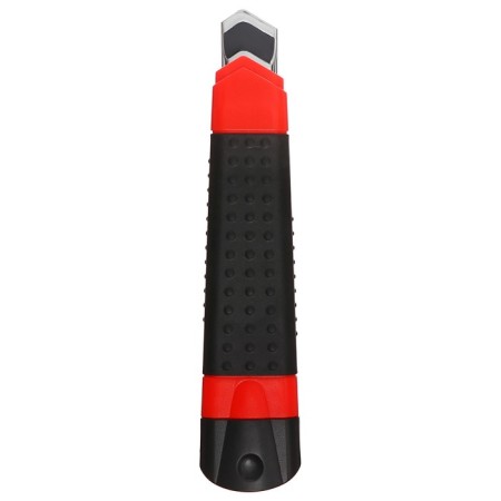 Chancellery knife 18mm, plastic, latch, rubberized, top-3