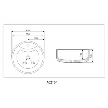 ABBER Bequem AC2104 sink, invoice, 410x410x145 mm, white-3
