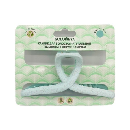 Solomeya hair crab, from natural wheat, in the shape of a butterfly, mint color-1