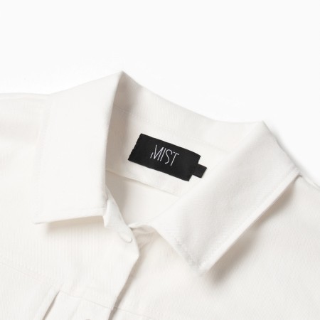 Women's shirt shortened with cuts Mist: Denim R.46, White-7