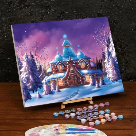 New Year's picture on numbers on canvas with the subframe "New Year! Fairy tower ", 40 × 50 cm-1