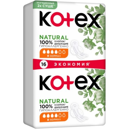 Gaskets Kotex Natural, Normal 16 pcs-1