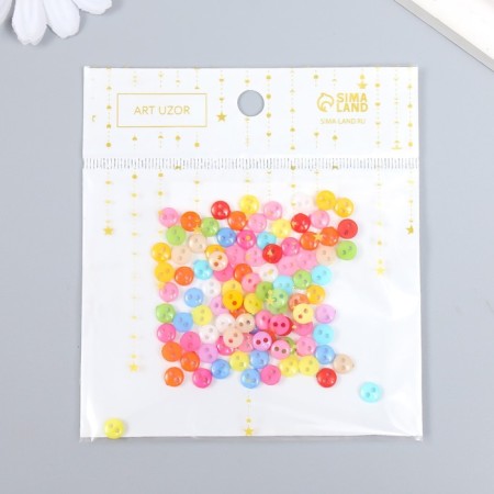 Buttons plastic for creativity 2 punctures "colored buttons" set of 100 pcs 0.6x0.6 cm-5