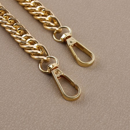 Furniture for bag No. 3, set 4 objects, carbine - 2 pcs, chain, buttons, metal, golden-1