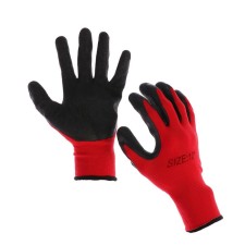 Garden, nylon gloves, with rubber dousy, size 10, black-red, Greengo