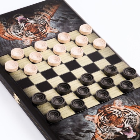 Backgammon "grinned", wooden board 50 x 50 cm, with a field for playing checkers-2
