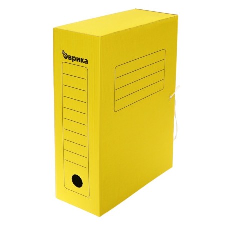 Archive folder with ties, micro -fraud, 100mm, yellow, up to 900l.