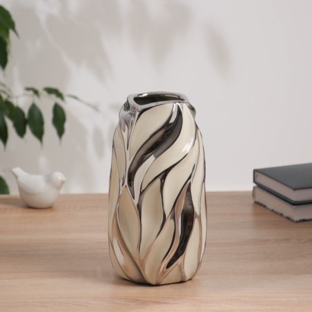 VAZA Ceramics Table "Axel" 23.5x11 cm, white-silver