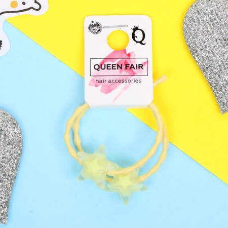 Hair elastic band "Cuckus" (set 2 pcs) stars, 3 cm, mix