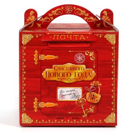 Confectionery box with a window, a chest, New Year's Post, 20 x 20 x 20 cm,-4