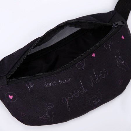 Bag on the belt Good Vibes, 32x8x15 cm, lightning departure, black-5